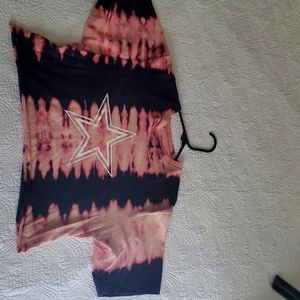 Dallas Cowboys Crop Tie Dye Shirt. Pink and blue. Size M